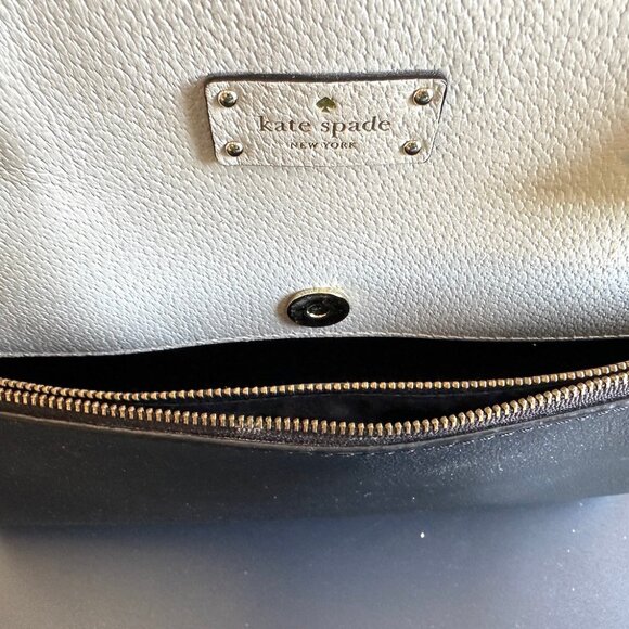 Kate Spade Black & Cream Leather Colorblock Tote Shoulder Bag — EUC - Picture 6 of 13